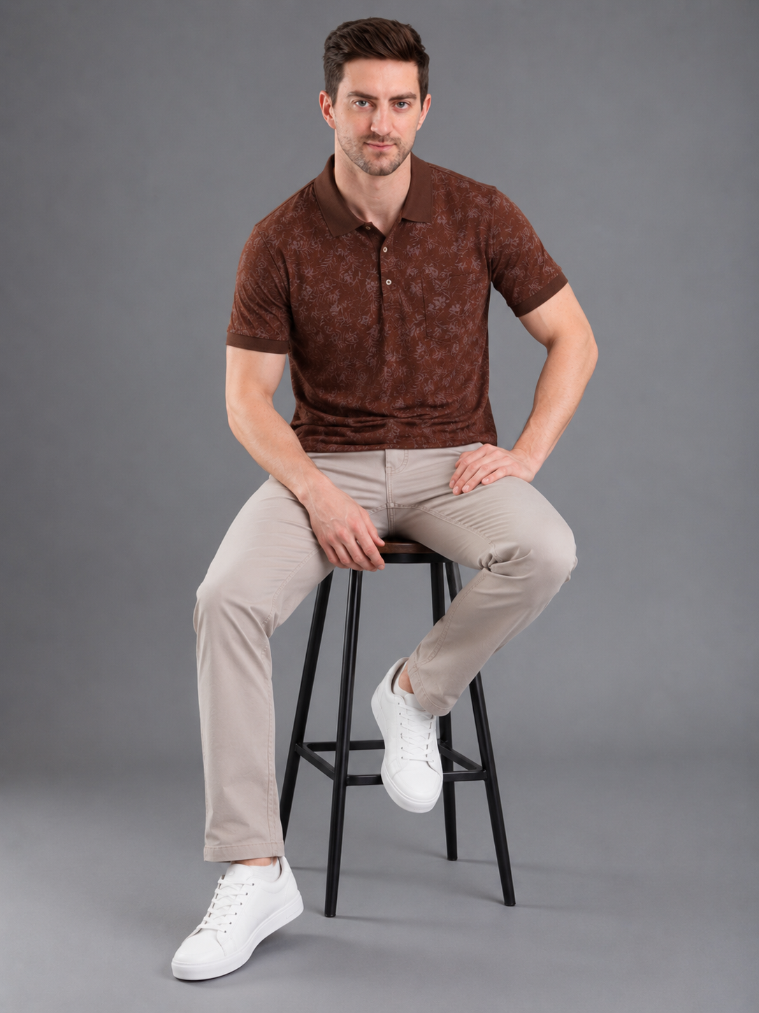 Men Brown Colour Premium Solid Polo T-Shirt