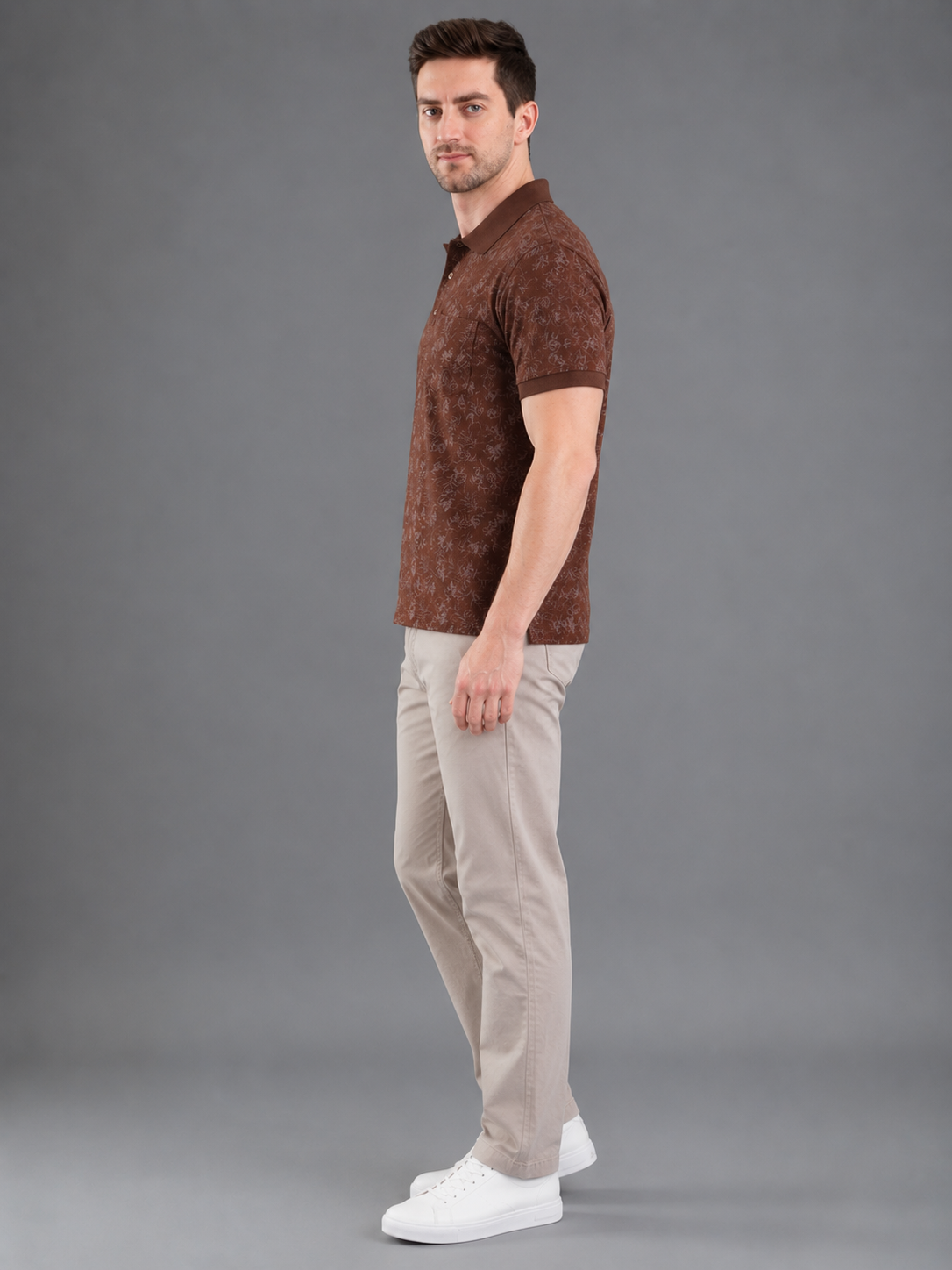Men Brown Colour Premium Solid Polo T-Shirt