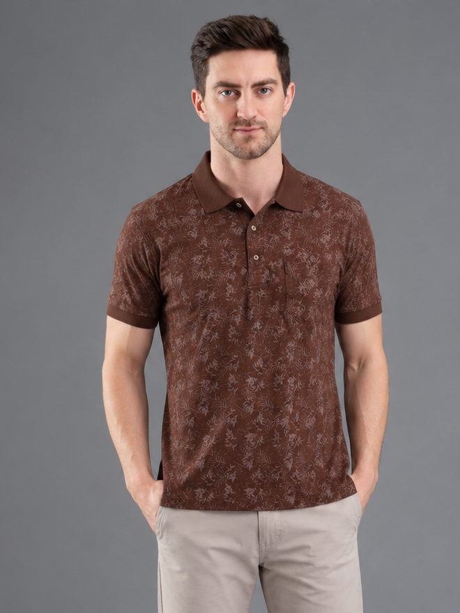 Men Brown Colour Premium Solid Polo T-Shirt