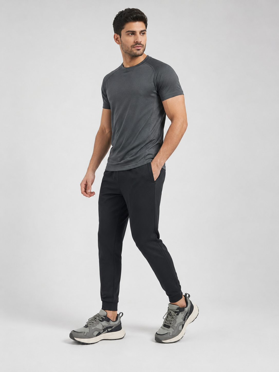 Men's Light Grey Solid Casual Shoes