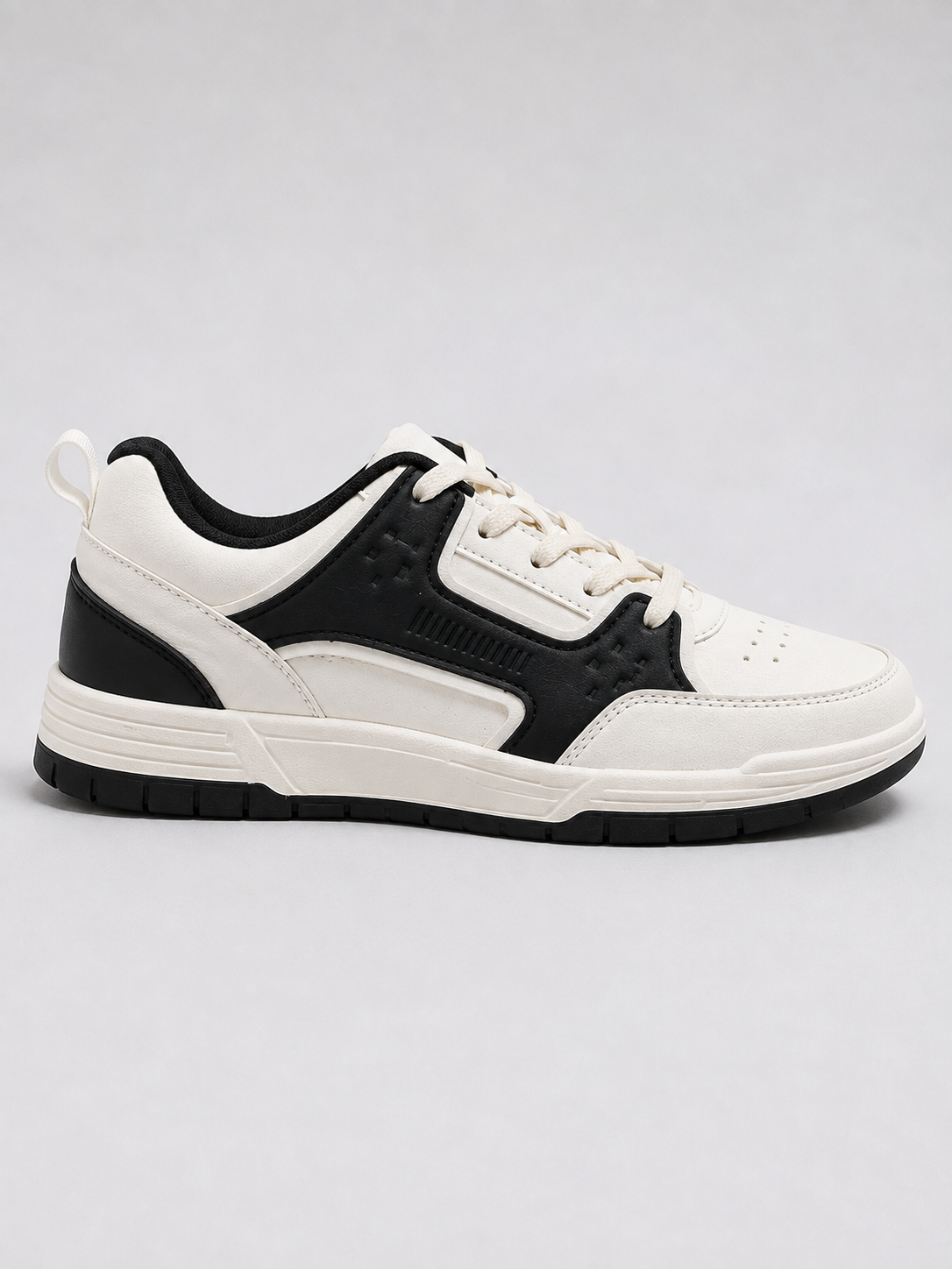 Men's Black White Colour Casual Sneakers