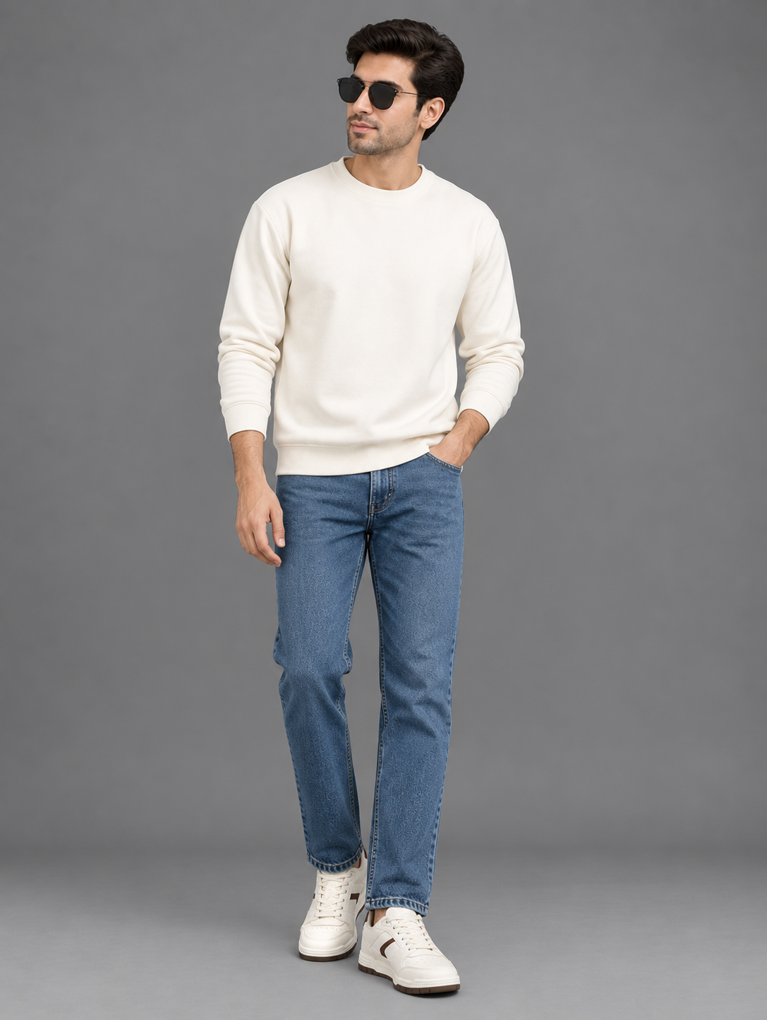 Men's Off White Colour Casual Sneakers
