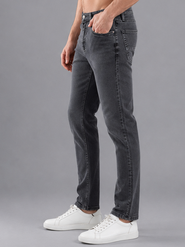 Men Narrow Fit Light Grey Jeans
