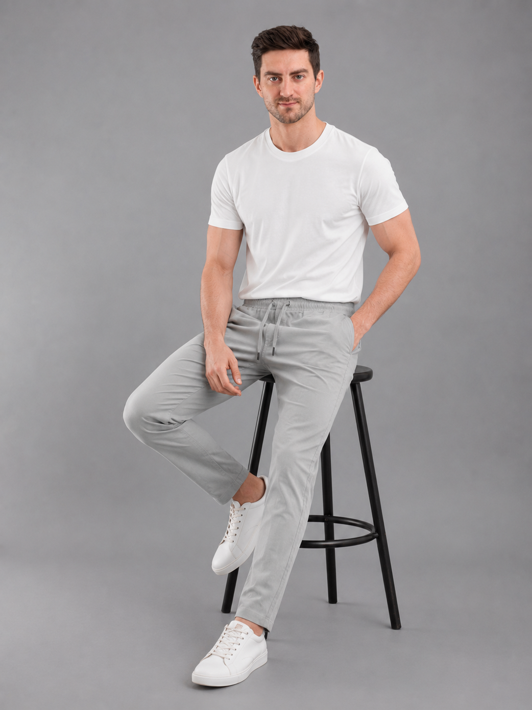 Men Cargo Cotton Lower Light Grey Colour