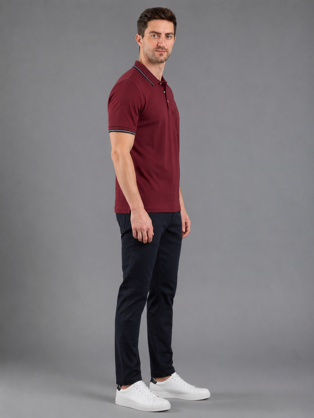 Men Red Colour Premium Solid Polo T-Shirt