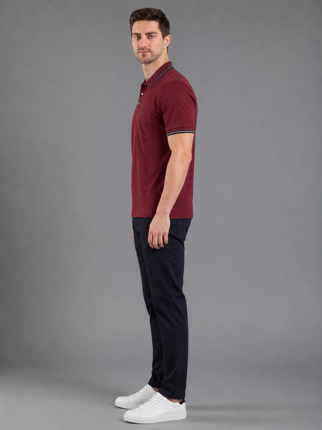 Men Red Colour Premium Solid Polo T-Shirt