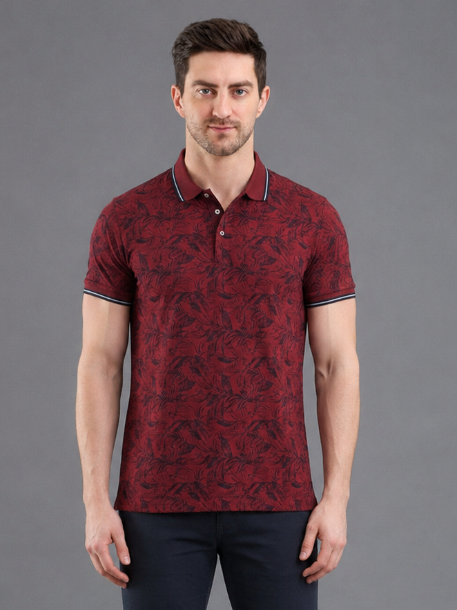 Men Red Colour Premium Solid Polo T-Shirt