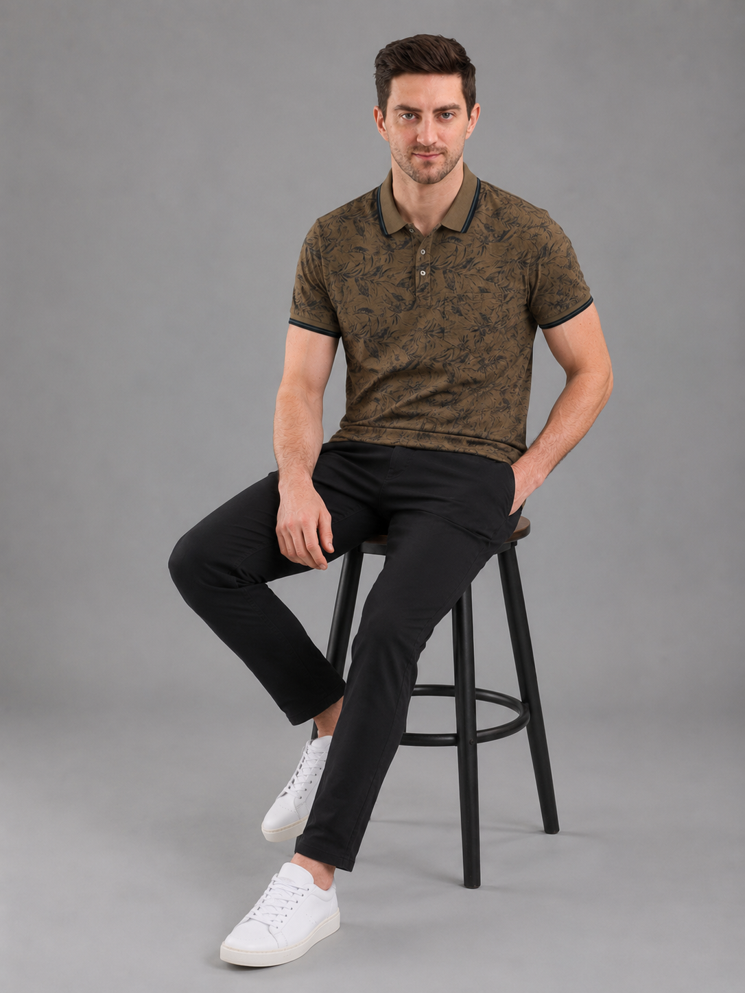 Men Green Colour Premium Solid Polo T-Shirt
