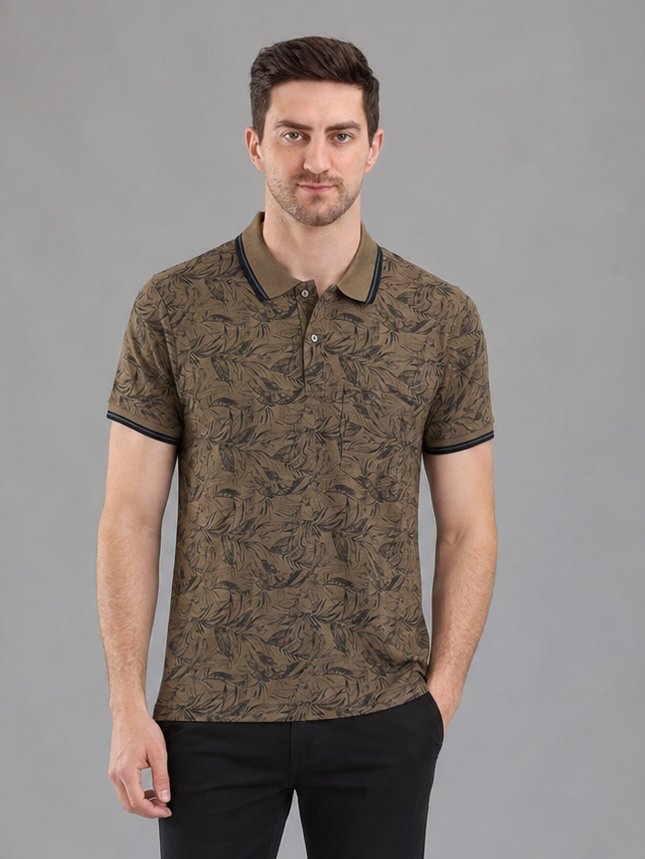 Men Green Colour Premium Solid Polo T-Shirt