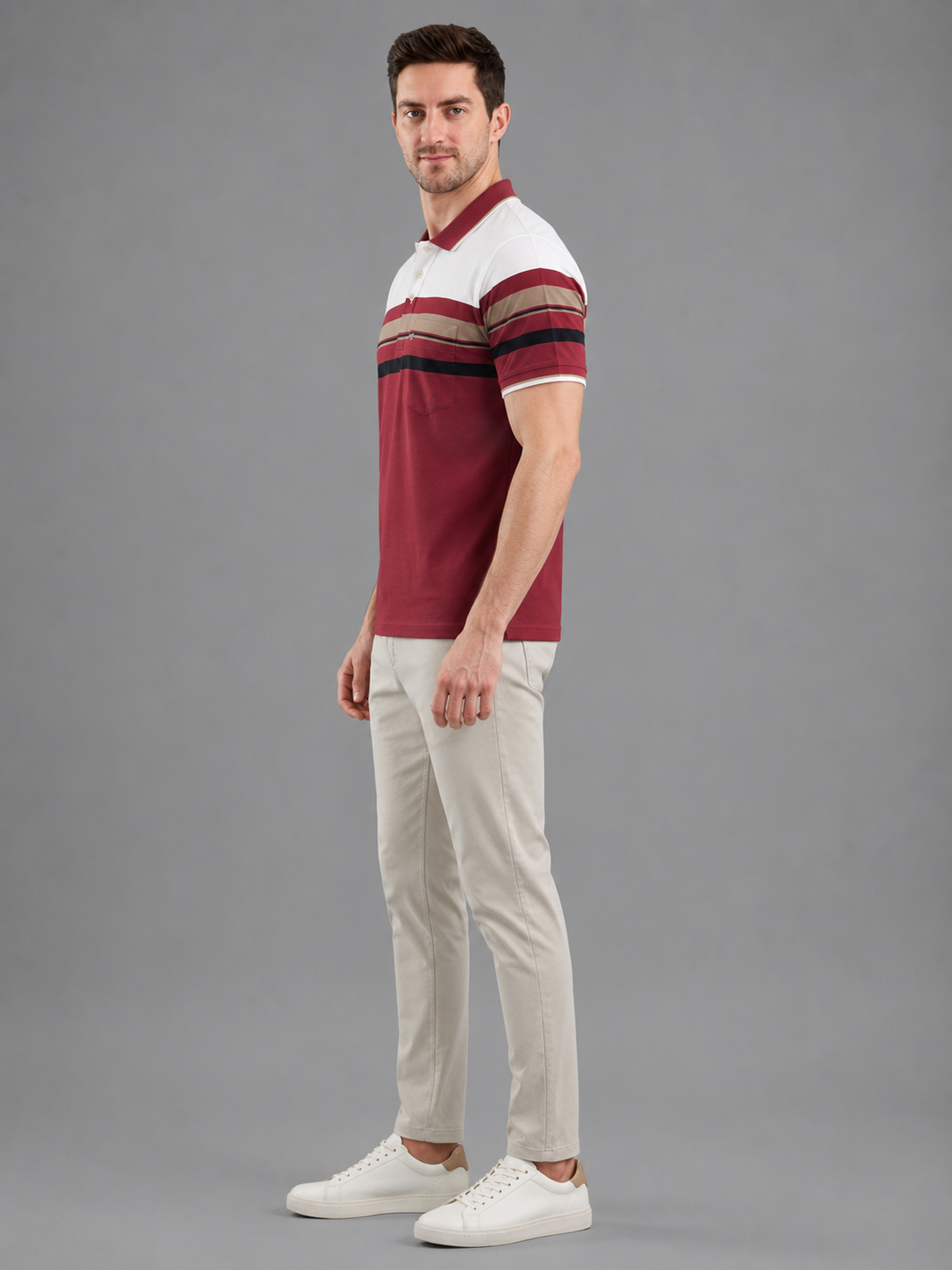 Men Red Colour Premium Solid Polo T-Shirt