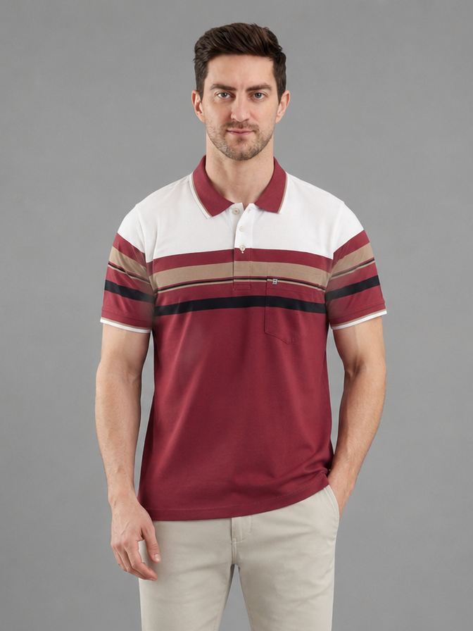Men Red Colour Premium Solid Polo T-Shirt