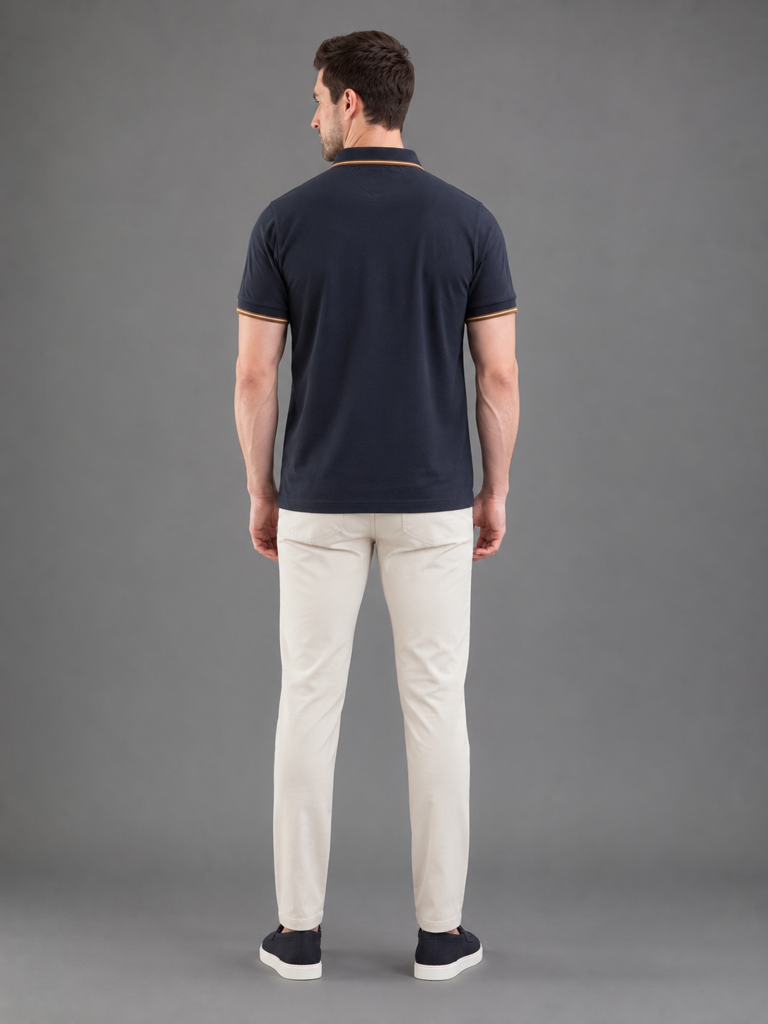 Men Grey Colour Premium Solid Polo T-Shirt