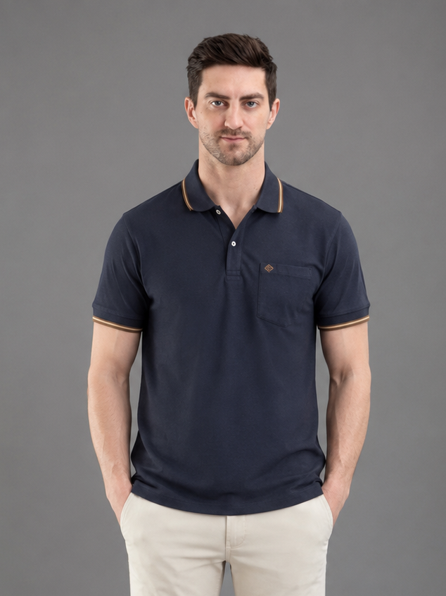 Men Grey Colour Premium Solid Polo T-Shirt