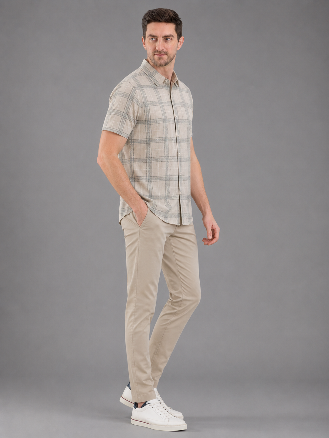 Men Premium Casual Check Half Sleeve Regular Fit Shirt
