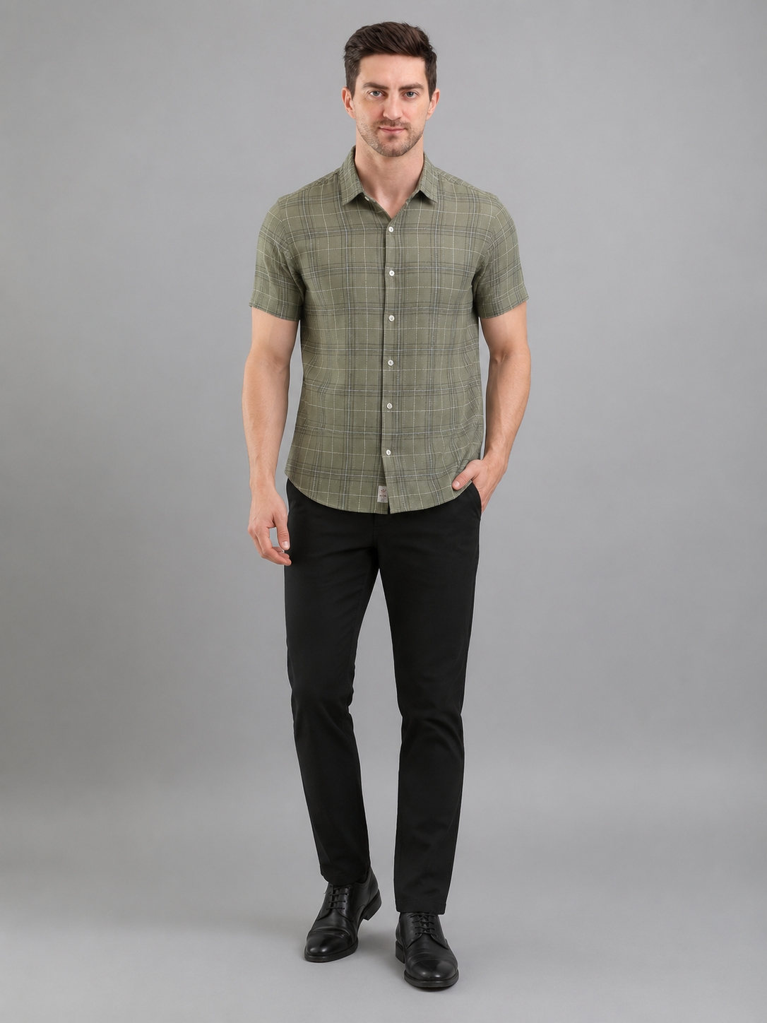 Men Premium Casual Check Half Sleeve Regular Fit Shirt