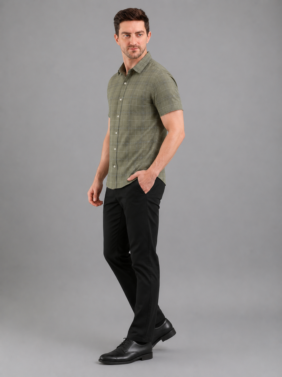 Men Premium Casual Check Half Sleeve Regular Fit Shirt