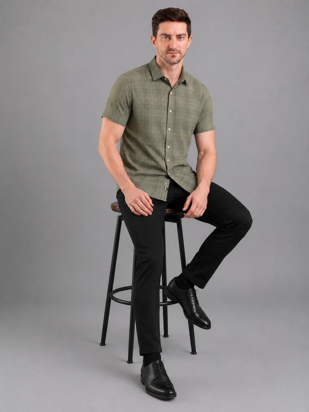 Men Premium Casual Check Half Sleeve Regular Fit Shirt