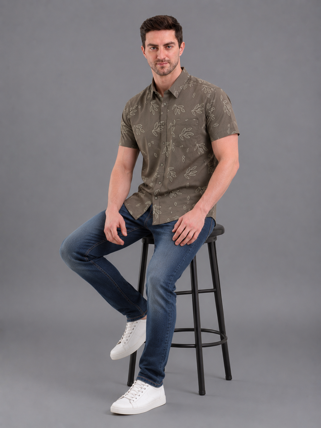Men Premium Casual Print Half Sleeve Regular Fit Shirt