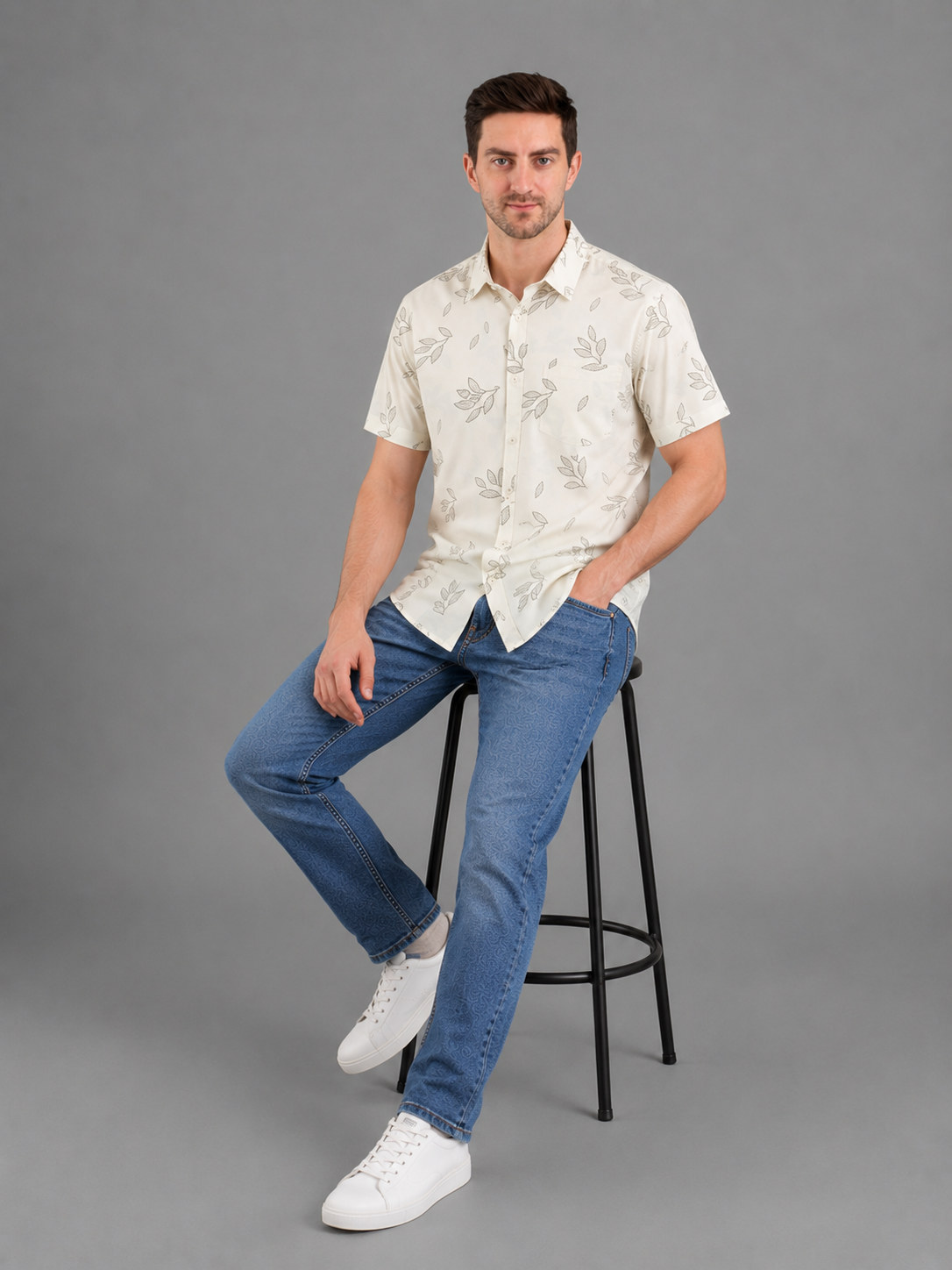 Men Premium Casual Print Half Sleeve Regular Fit Shirt