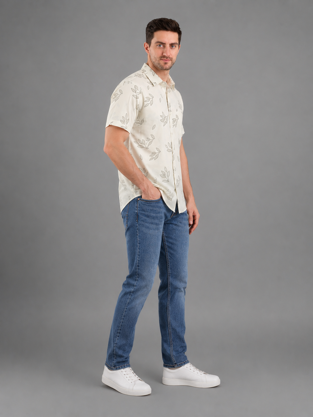 Men Premium Casual Print Half Sleeve Regular Fit Shirt
