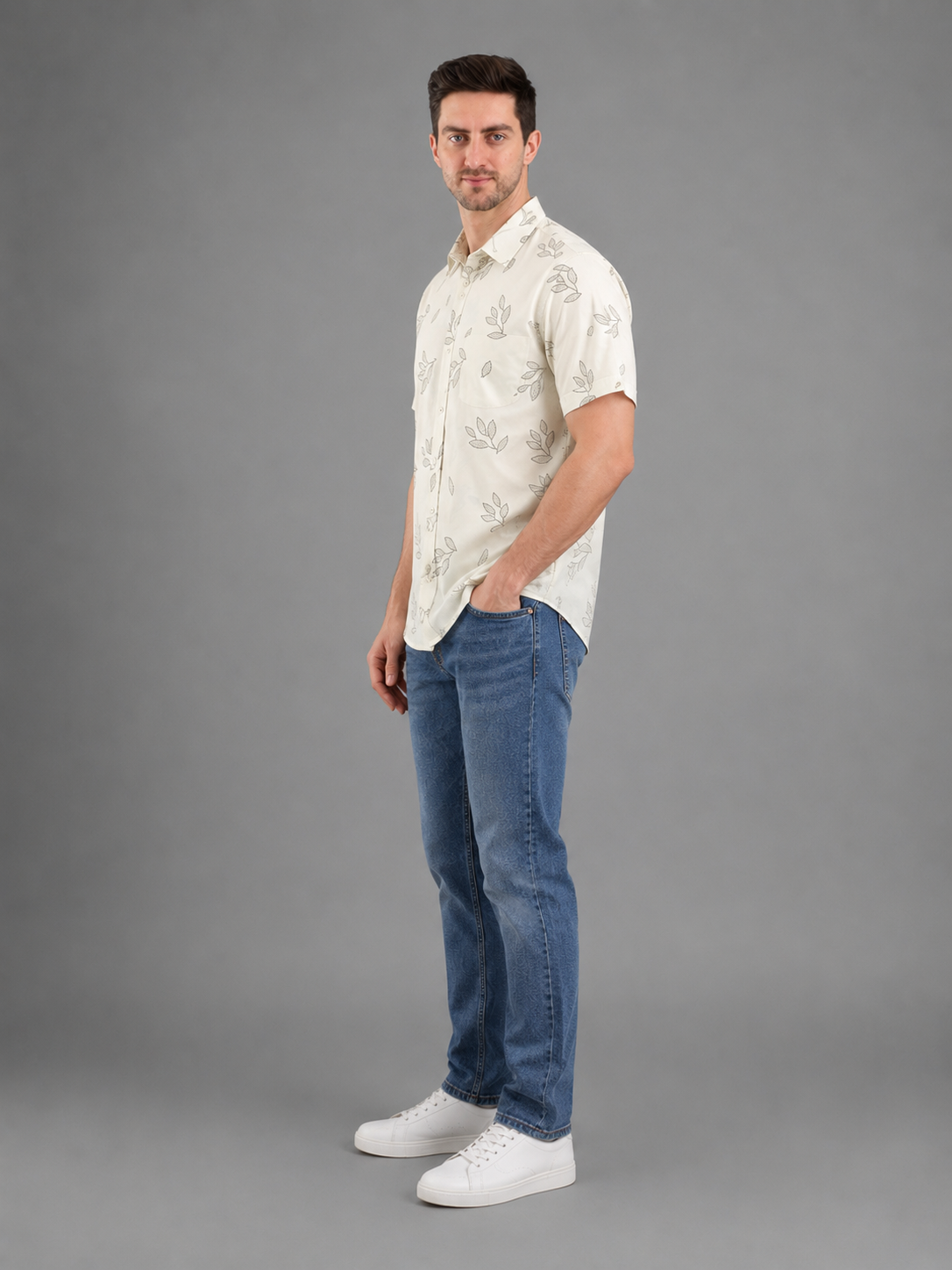 Men Premium Casual Print Half Sleeve Regular Fit Shirt