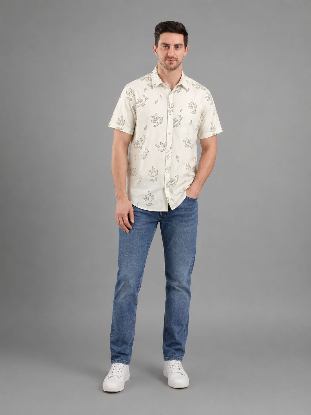 Men Premium Casual Print Half Sleeve Regular Fit Shirt