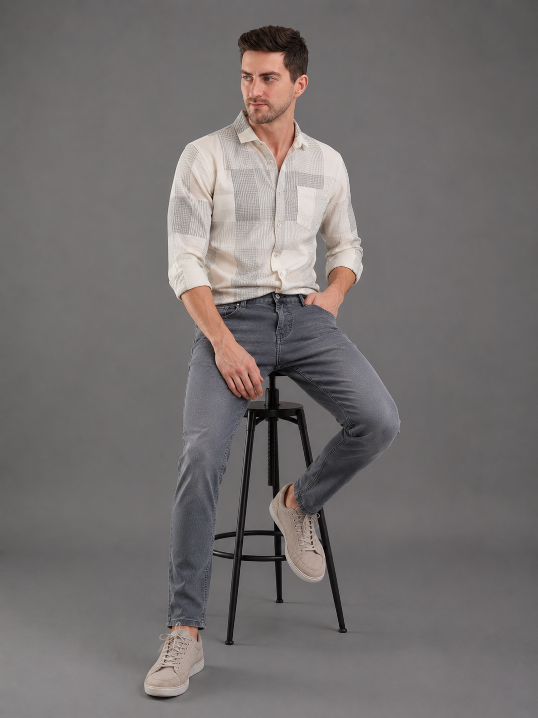 SPARKY Men | Stretch Narrow Fit | Grey Jeans | Premium Casual Denim