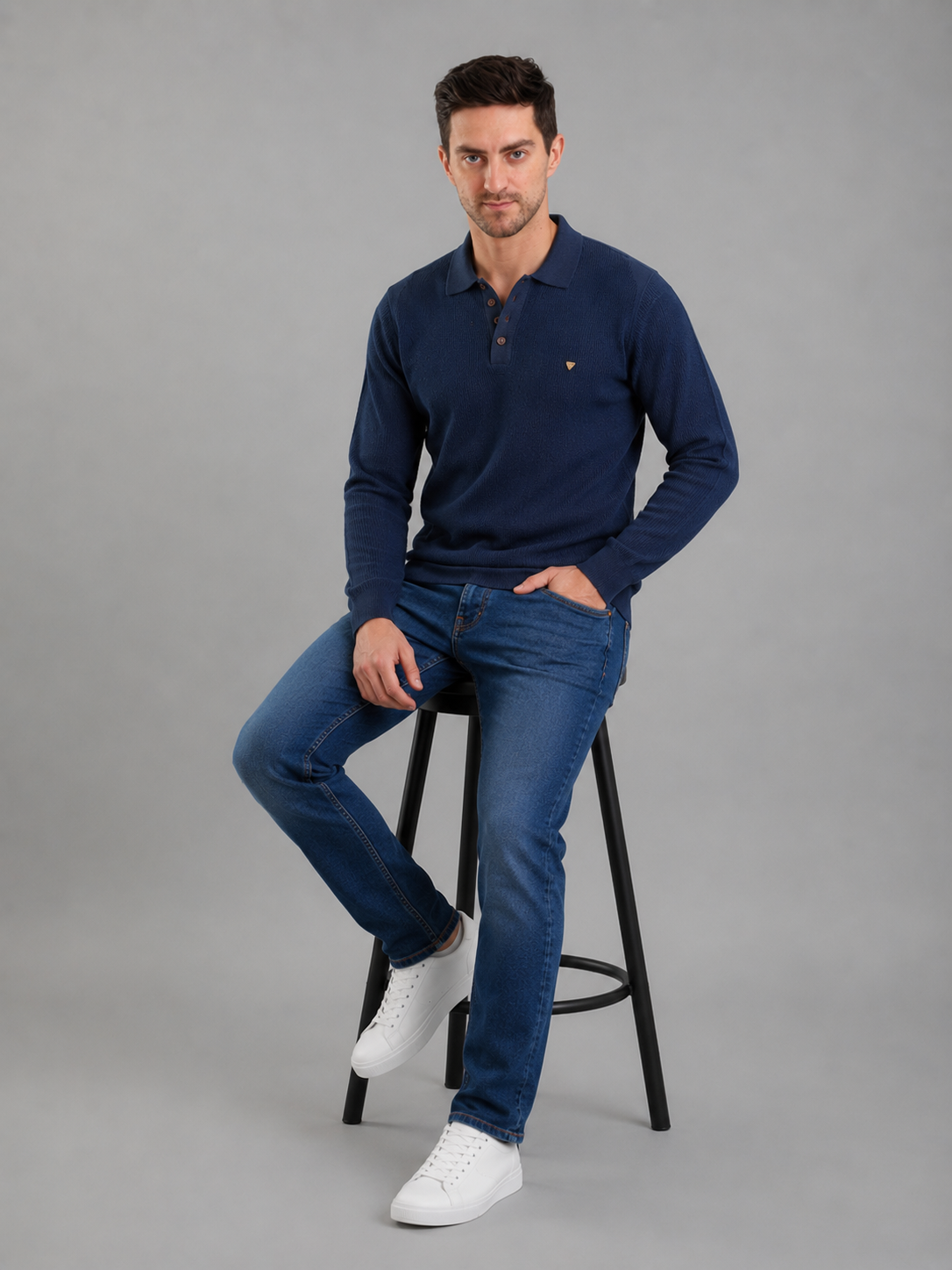 Men Premium Solid Full Sleevs Polo T-Shirt