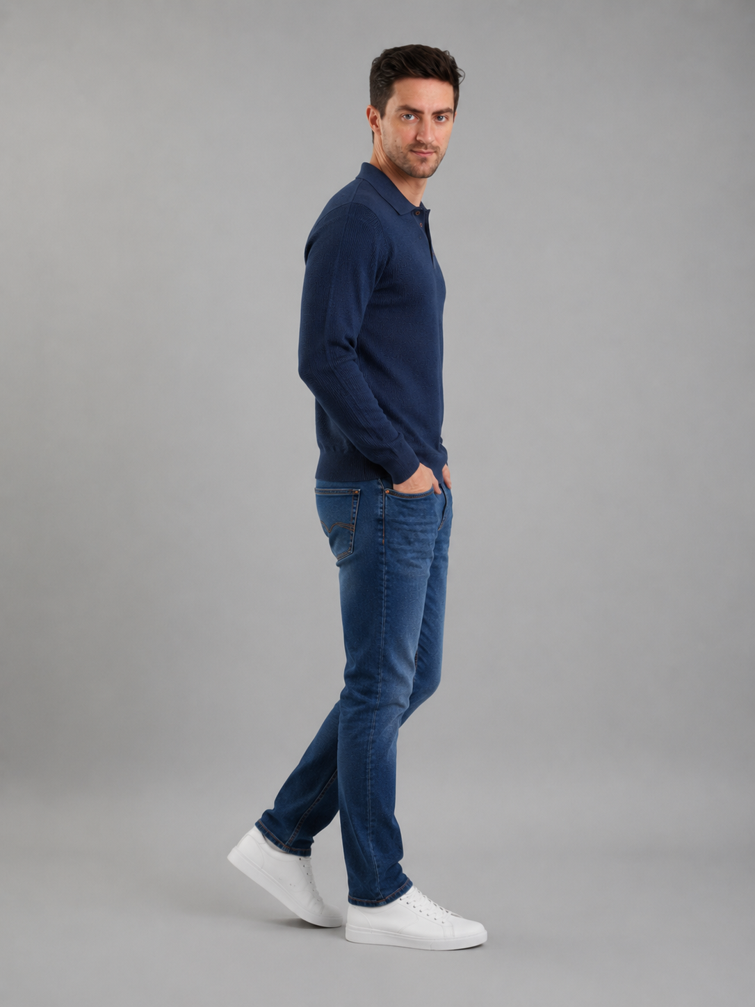 Men Premium Solid Full Sleevs Polo T-Shirt