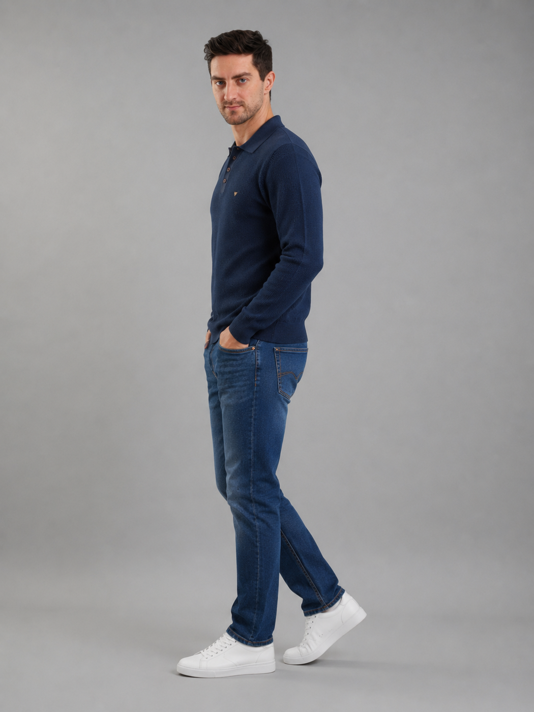 Men Premium Solid Full Sleevs Polo T-Shirt