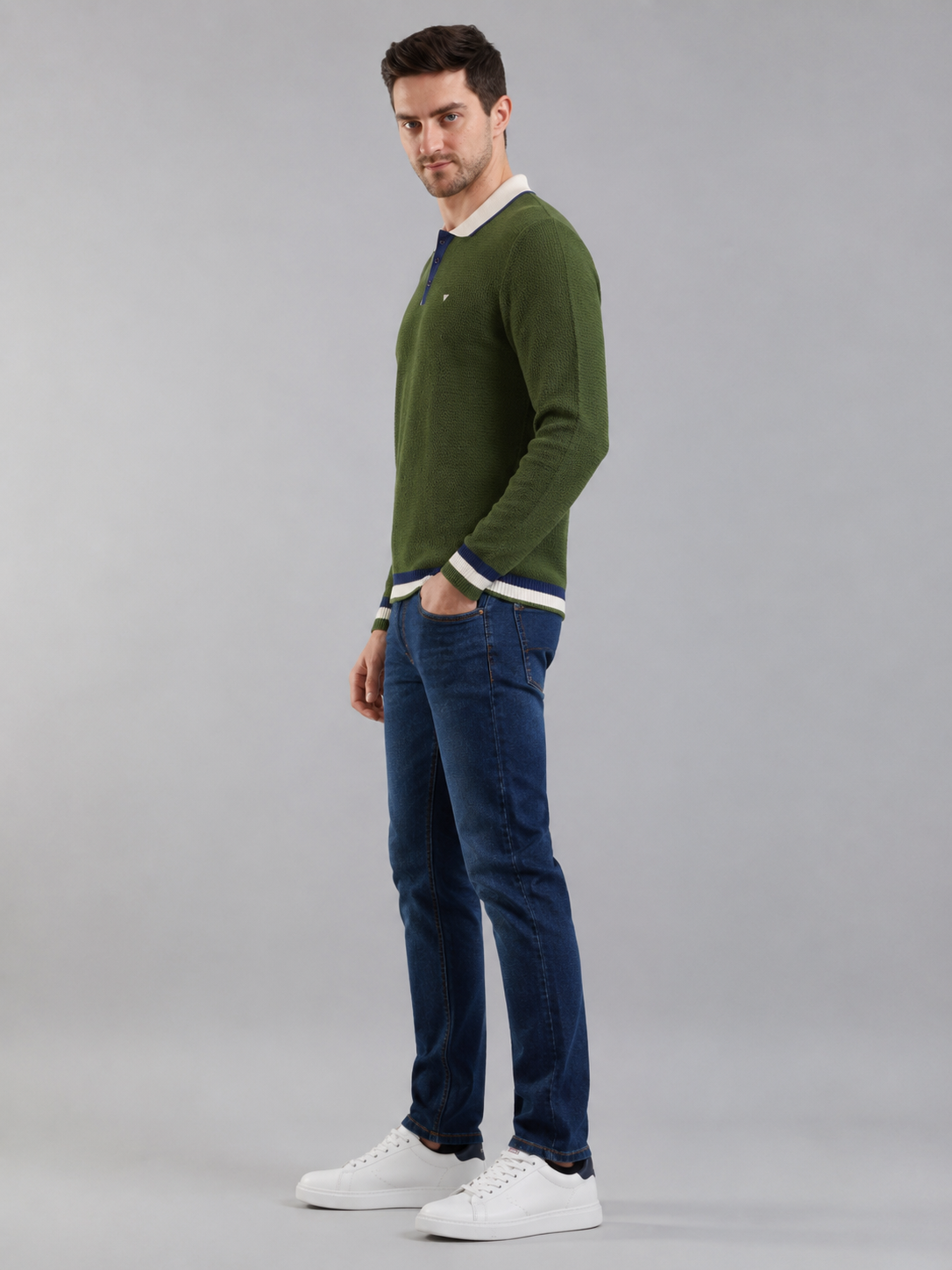 Men Premium Solid Full Sleevs Polo T-Shirt