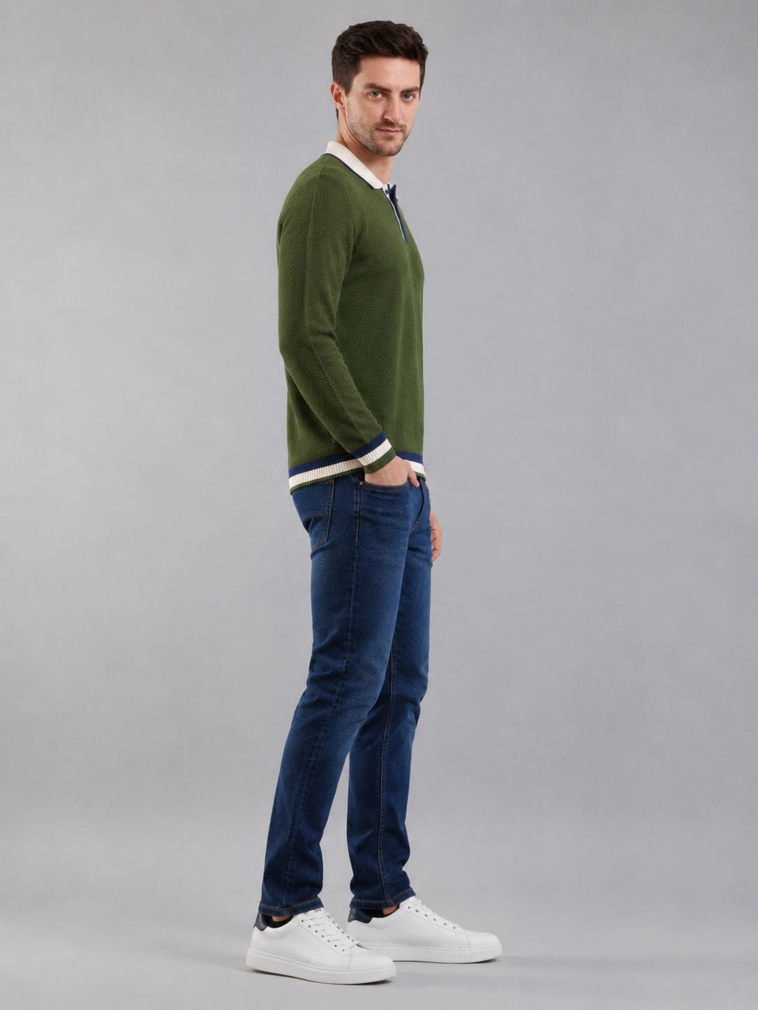 Men Premium Solid Full Sleevs Polo T-Shirt
