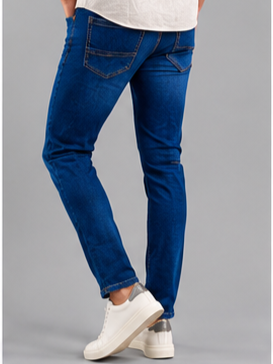 SPARKY Men Stretch Narrow Fit Mid Blue Jeans | Premium Casual Denim