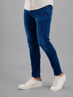 SPARKY Men Stretch Narrow Fit Mid Blue Jeans | Premium Casual Denim