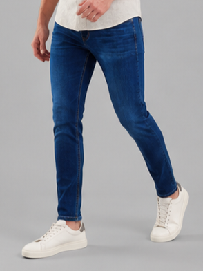 SPARKY Men Stretch Narrow Fit Mid Blue Jeans | Premium Casual Denim