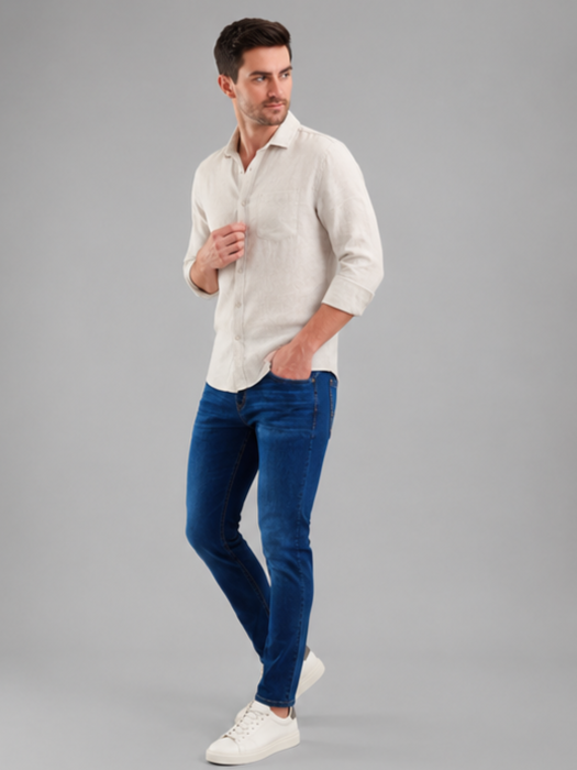 SPARKY Men Stretch Narrow Fit Mid Blue Jeans | Premium Casual Denim