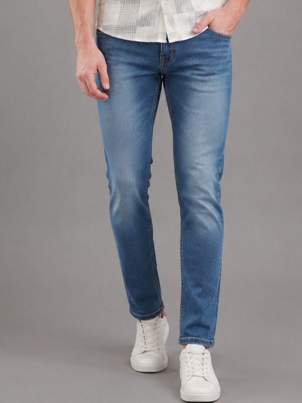 SPARKY Men Stretch Narrow Fit Light Blue Jeans | Premium Casual Denim