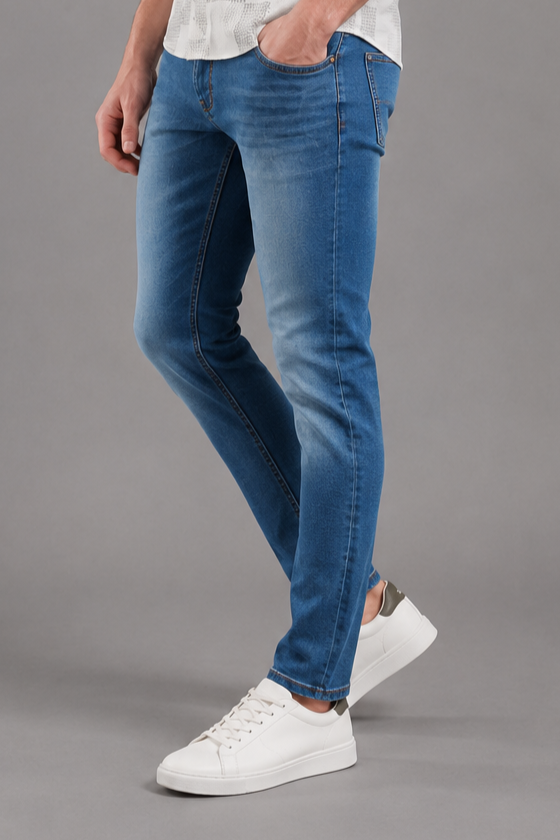 SPARKY Men Stretch Narrow Fit Light Blue Jeans | Premium Casual Denim