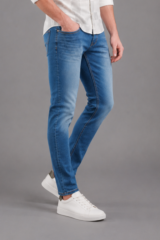 SPARKY Men Stretch Narrow Fit Light Blue Jeans | Premium Casual Denim