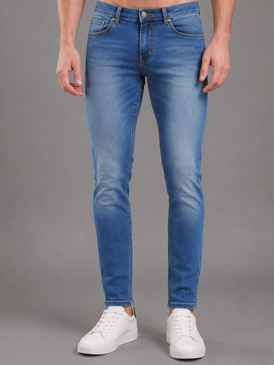 SPARKY Men Stretch Narrow Fit Light Blue Jeans | Premium Casual Denim