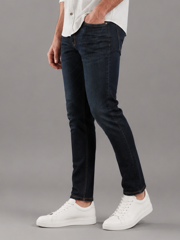 SPARKY Men Stretch Narrow Fit Dark Blue Jeans | Premium Casual Denim