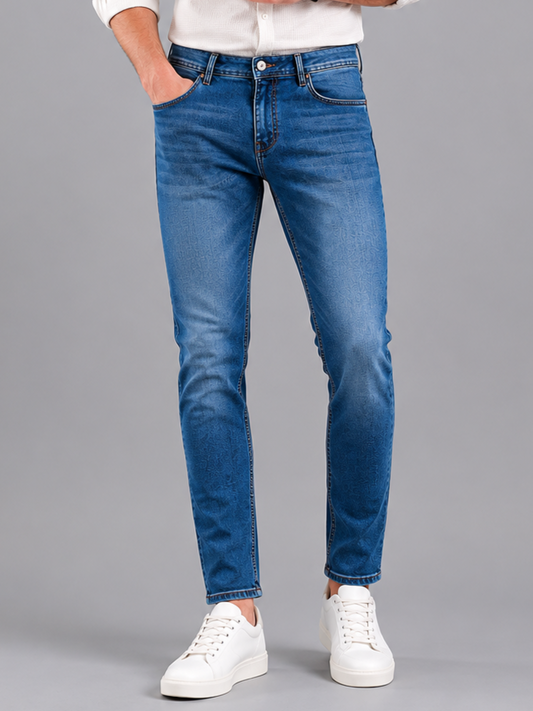SPARKY Men | Stretch Slim Fit | Mid Blue Jeans | Premium Casual Denim