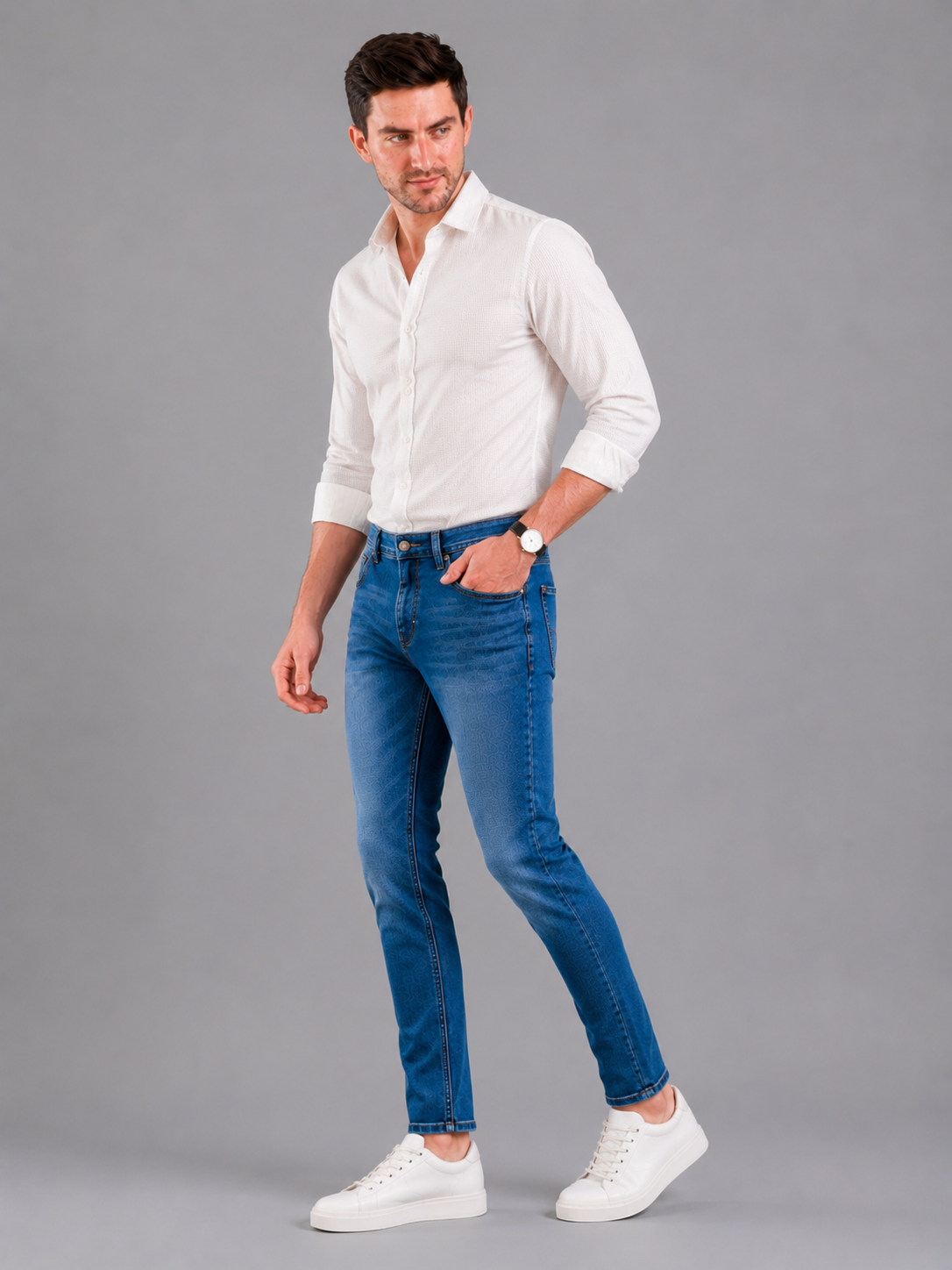 SPARKY Men | Stretch Slim Fit | Mid Blue Jeans | Premium Casual Denim