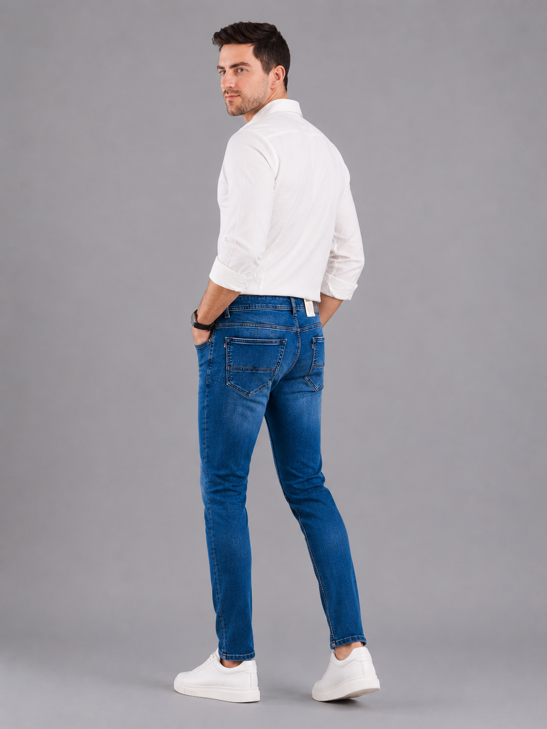 SPARKY Men | Stretch Slim Fit | Mid Blue Jeans | Premium Casual Denim