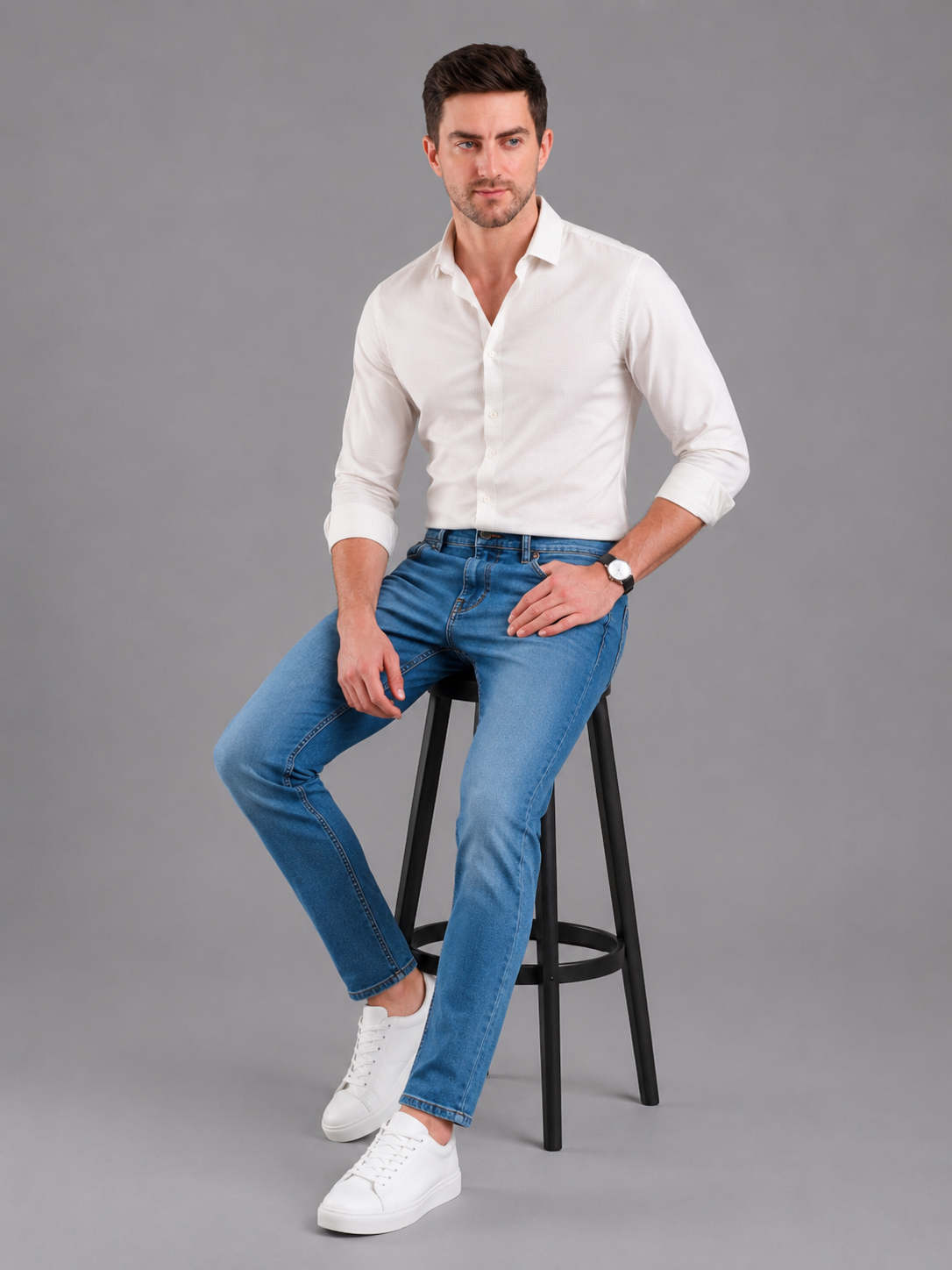 SPARKY Men | Stretch Narrow Fit | Light Blue Jeans | Premium Casual Denim
