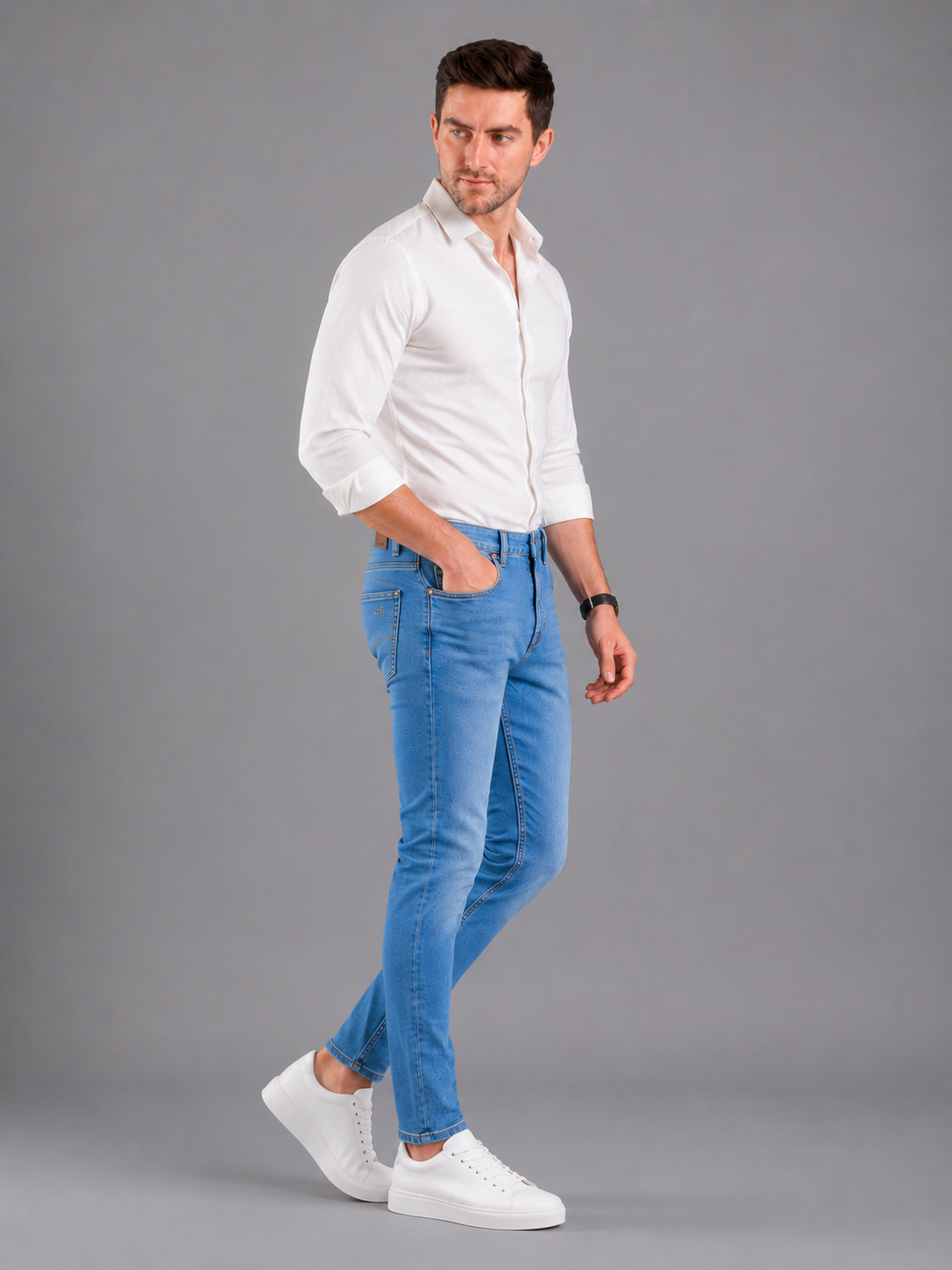 SPARKY Men | Stretch Narrow Fit | Light Blue Jeans | Premium Casual Denim