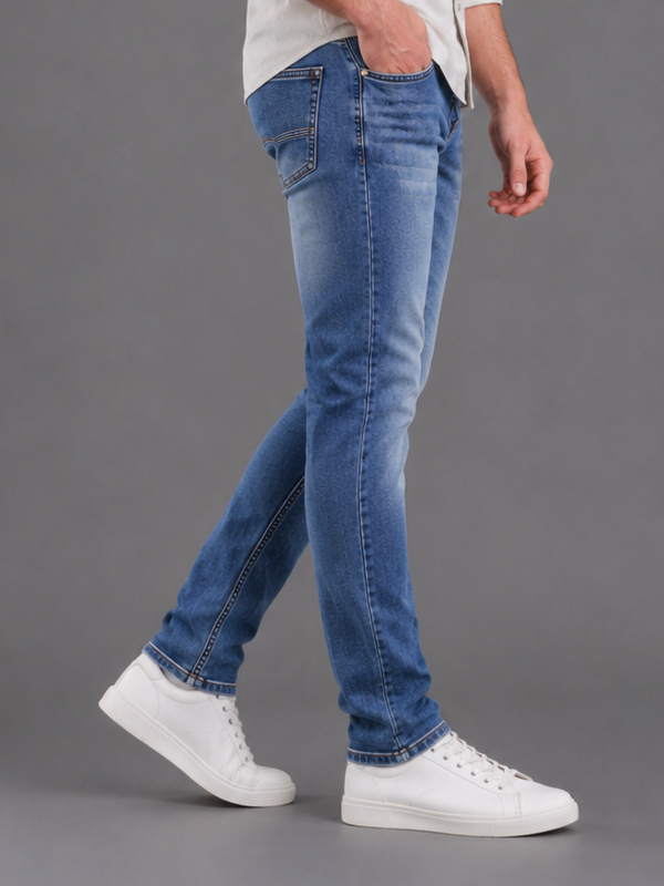 SPARKY Men | Stretch Narrow Fit | Mid Blue Jeans | Premium Casual Denim