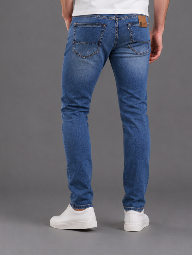 SPARKY Men | Stretch Narrow Fit | Mid Blue Jeans | Premium Casual Denim