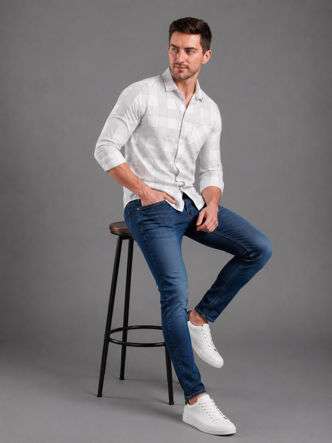 SPARKY Men Stretch Narrow Fit Mid Blue Jeans | Premium Casual Denim