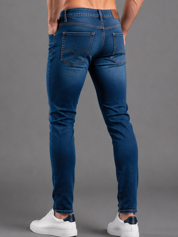 SPARKY Men Stretch Narrow Fit Mid Blue Jeans | Premium Casual Denim